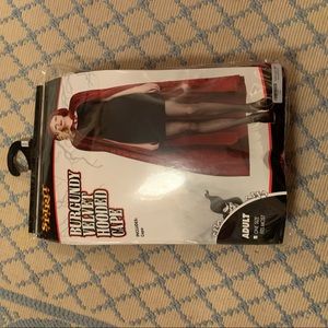 Burgundy velvet hooded cape